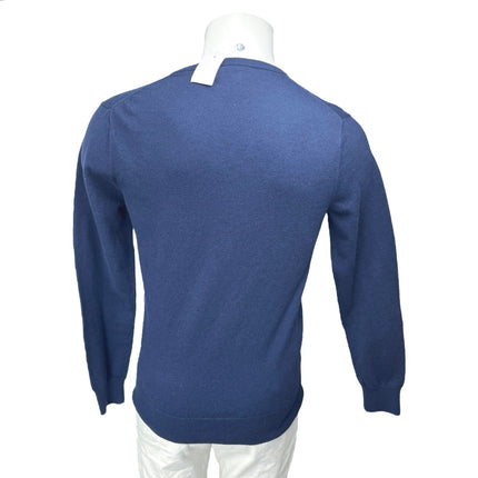 NEW J.Crew Harbor Cotton Men's Blue Wool Knit Long Sleeve V-Neck Sweater Top S