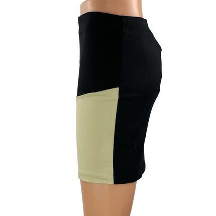 NEW Princess Polly Black Olive Green Colorblock High Rise Pencil Mini Skirt 4