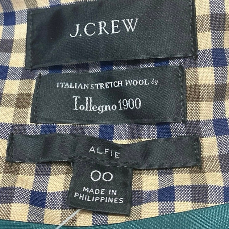 J.Crew Alfie Multicolor Italian Wool Checkered Plaid Blazer Coat Jacket Size 0
