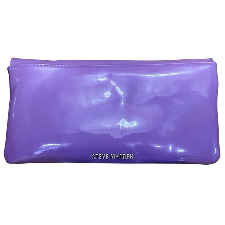 NEW Steve Madden Women's Glossy Purple Wristlet Clutch Crossbody Handbag OS
