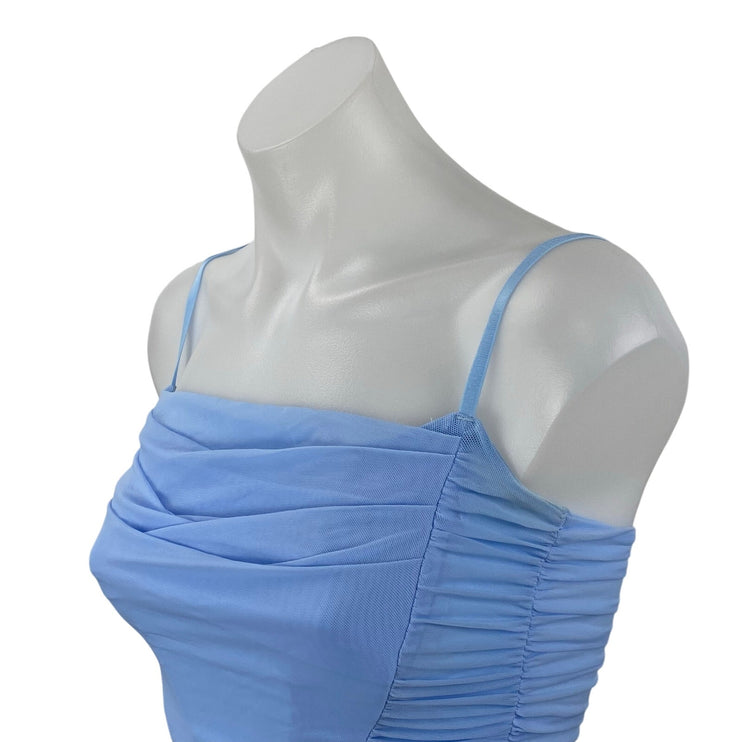 NEW Zesica Blue Sleeveless Ruched Bustier Corset Longline Cami Crop Top Size XS