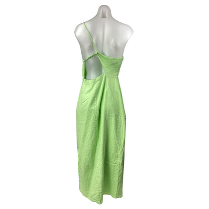 Whistles Green Sleeveless One Shoulder Open Back Midi A-Line Bodycon Dress Sz 8