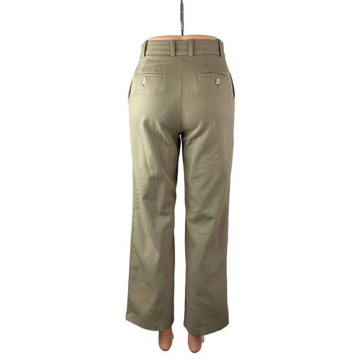 Aritzia Babaton Womens Beige Khaki Wool High Rise Wide Leg Trousers Pants Size 0