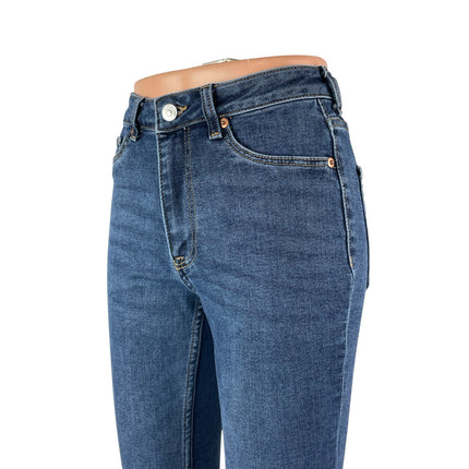 H&M Women's Blue Mid Rise Flared Y2k Bootcut Bell Bottom Denim Jeans Size 4