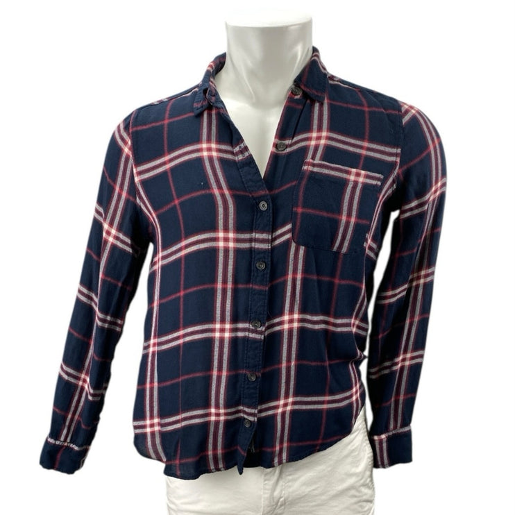 Abercrombie & Fitch Men's Blue Plaid Long Sleeve Button Down Shirt Top Size M