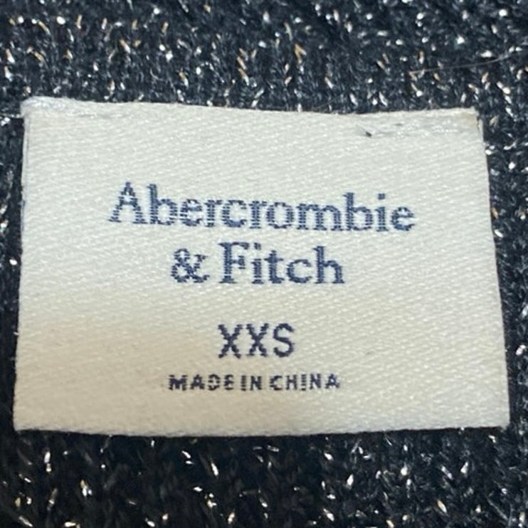 Abercrombie & Fitch Women's Black Metallic Long Sleeve Knit Crop Sweater Top XXS