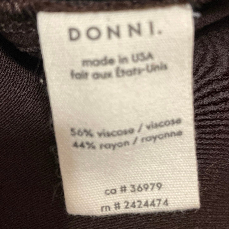 Donni Women Dark Brown Elastic Waist Pull On Pleated Straight Midi Skirt Size M