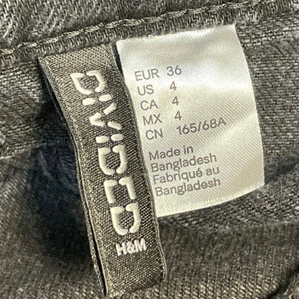 Divided by H&M Womens Black High Waisted Button Front Denim Jeans Skirt Size 4