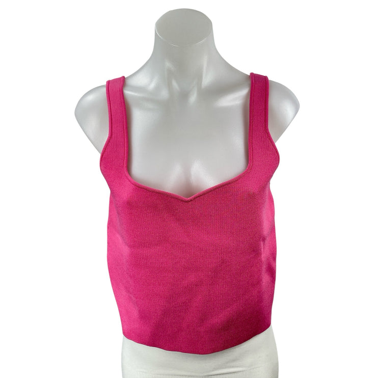Zara Women's Pink Sleeveless Sweetheart Rib Knit Cami Camisole Tank Top Size L
