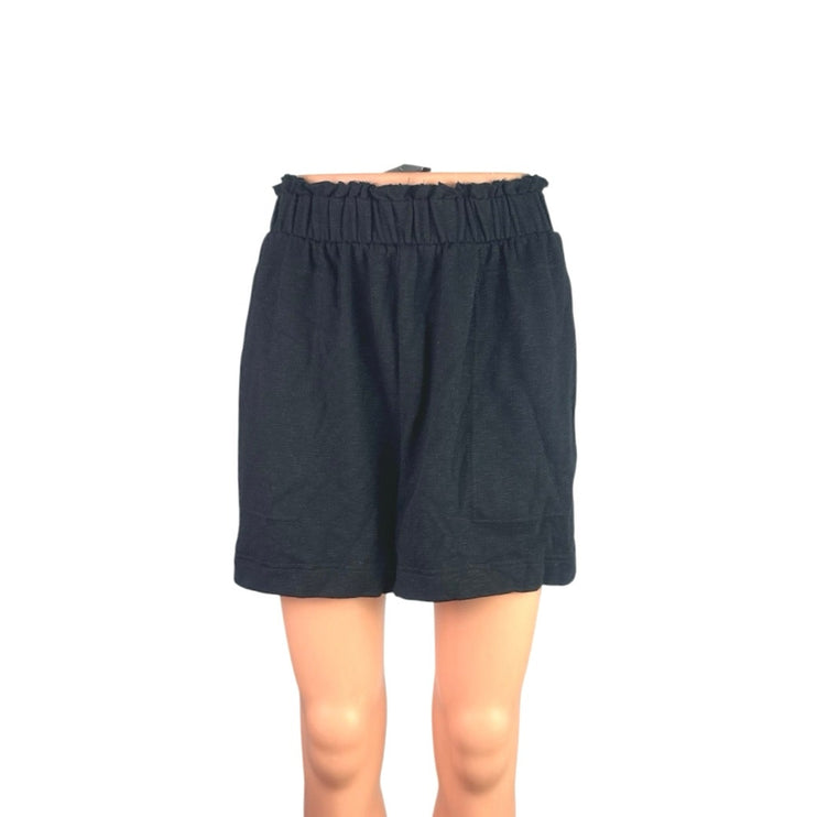 Free People Strada Black Elastic Waist Wide Leg Casual Lounge Beach Shorts Sz XS