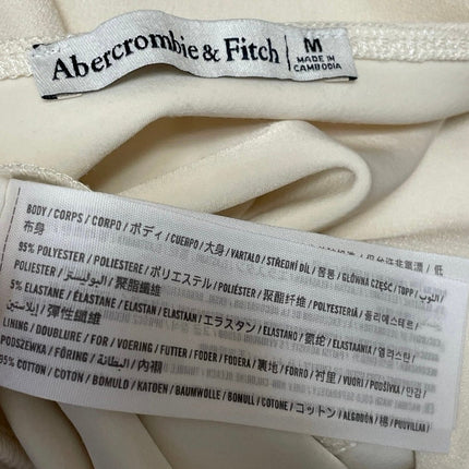 Abercrombie & Fitch Women's Cream Sleeveless Crepe Plunge V-neck Bodysuit Top M