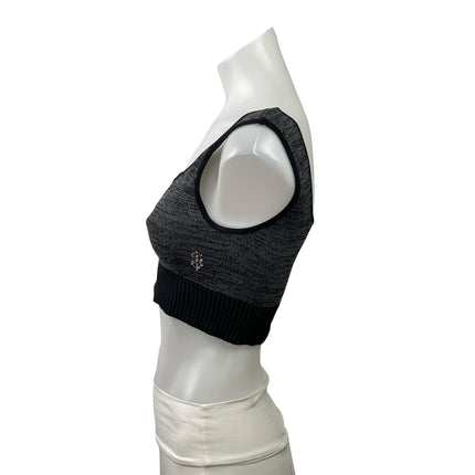 Free People Black Gray Square Neck Yoga Workout Athletic Sports Bra Crop Top S