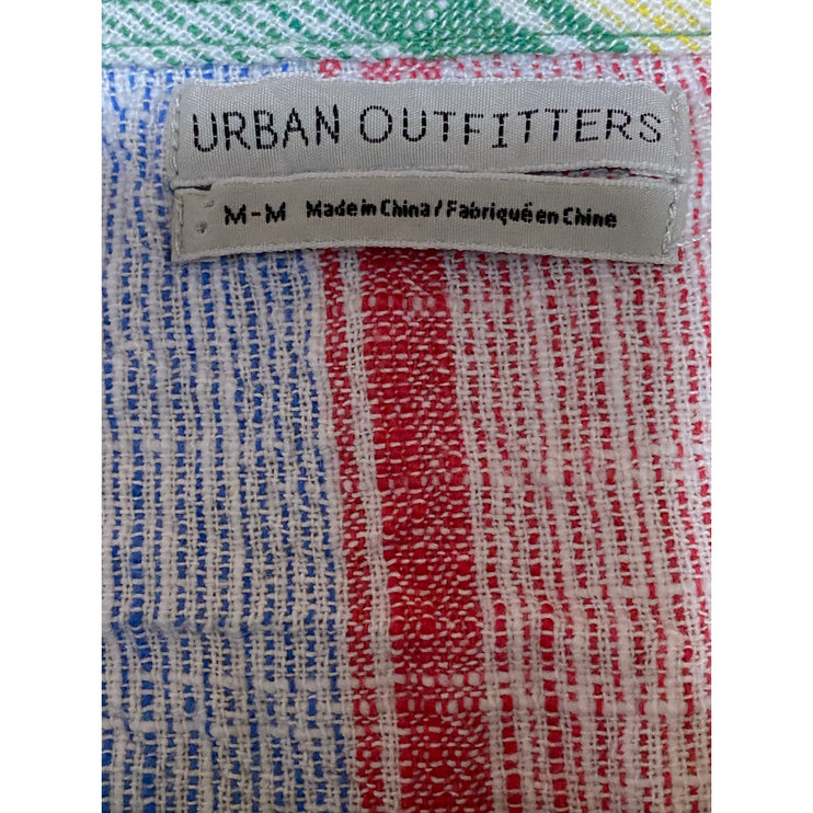 Urban Outfitters Linen Women's Rainbow Stripe Sleeveless Crop Cami Tank Top Sz M
