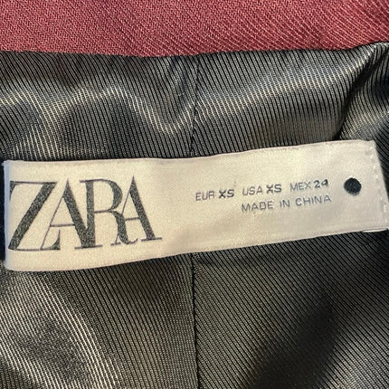 Zara Women Red Burgundy Long Sleeve Notch Lapel Blazer Coat Suit Jacket Size XS