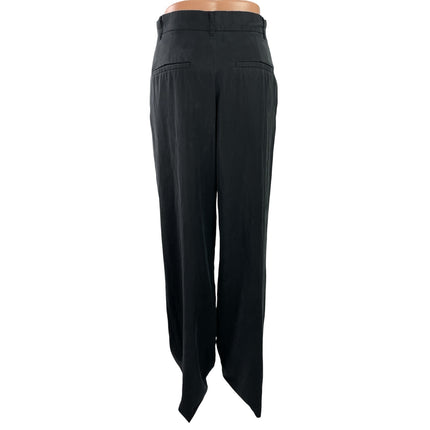 Zara Women's Black High Rise Pleated Straight Leg  Trousers Dress Pants Size S