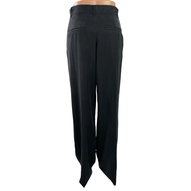 Zara Women's Black High Rise Pleated Straight Leg  Trousers Dress Pants Size S