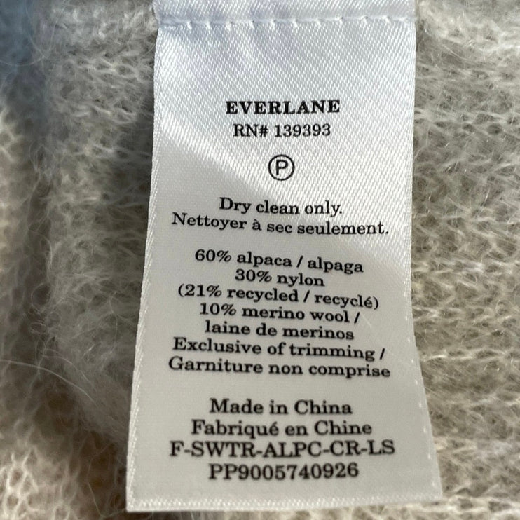 Everlane Women's Cream Wool Long Sleeve Ribbed Knit Pullover Sweater Top Size S