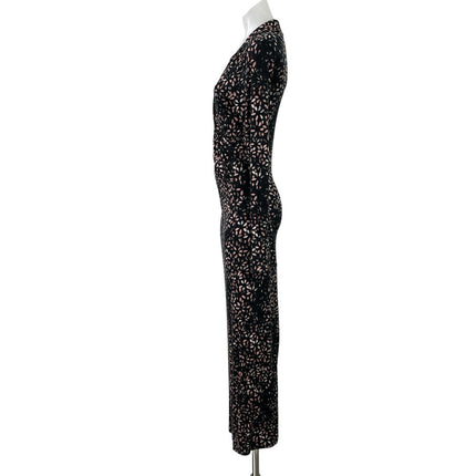 Free People Shayla Floral Deep V Neck Long Sleeve Slit Wrap Maxi Dress Size S