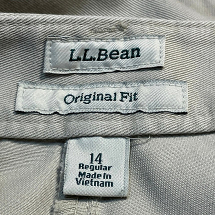 L.L. Bean Men Gray Mid Rise Straight Golf Chino Khaki Bermuda Shorts Size 14
