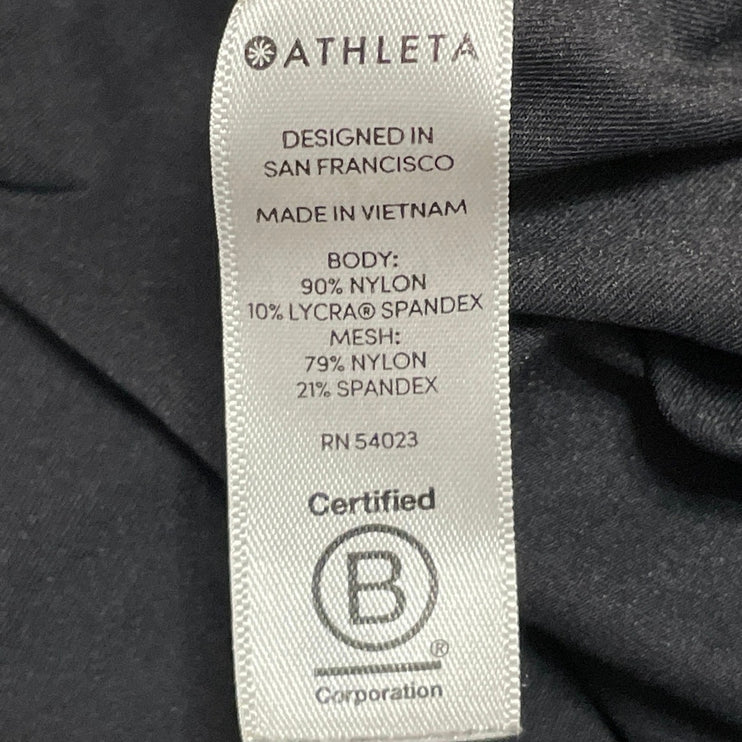 Athleta Women's Black Mesh Short Sleeve Yoga Athletic T Shirt Tee Top Size M