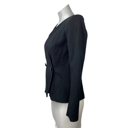 Brooks Brothers Women's Navy Blue Textured Long Sleeve Blazer Coat Jacker Size 4