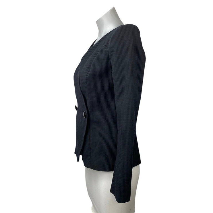 Brooks Brothers Women's Navy Blue Textured Long Sleeve Blazer Coat Jacker Size 4