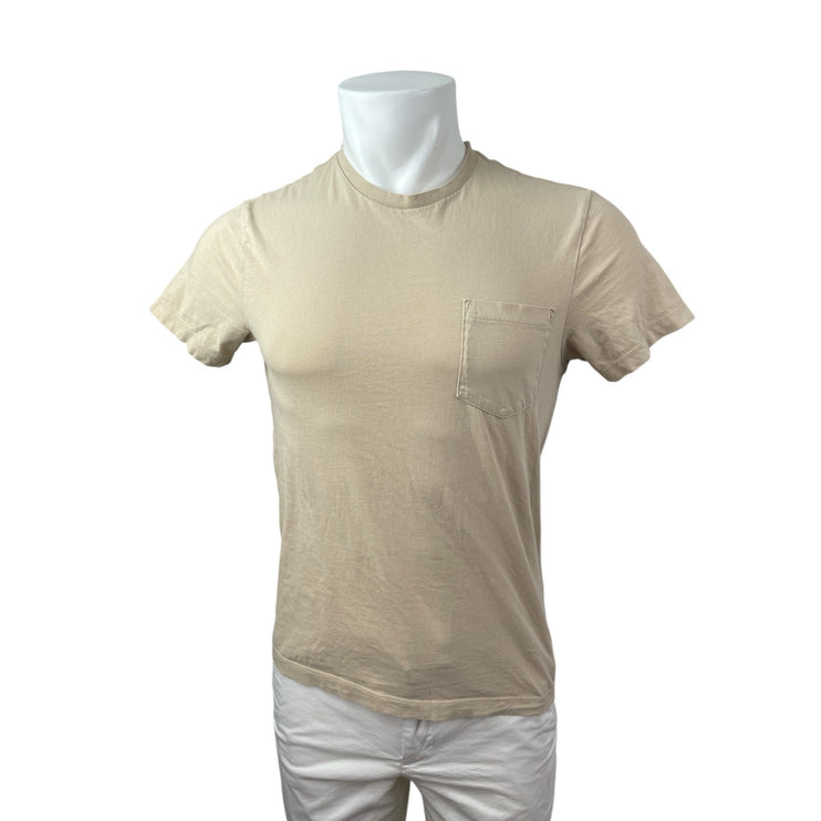 J.Crew Broken In Short Sleeve Pocket Men's Beige Slim Basic Tee T-Shirt Top Sz S