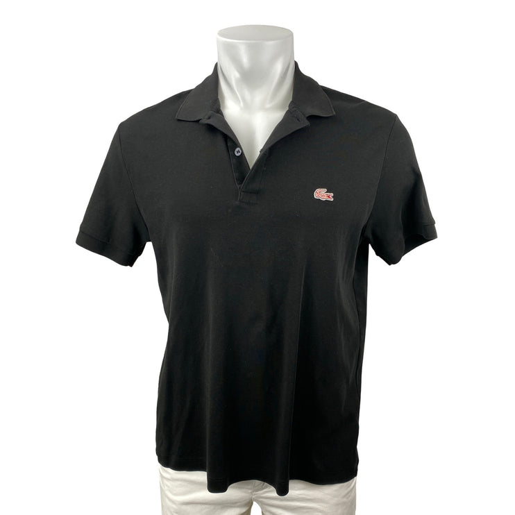 Lacoste Men's Black Logo Short Sleeve Golf Collared Casual Polo Shirt Top Size L