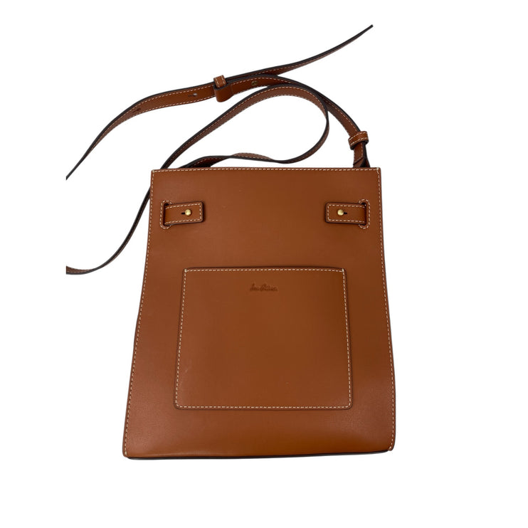 NWOT Sam Edelman Brown Leather Belted Crossbody Adjustable Bucket Bag Handbag