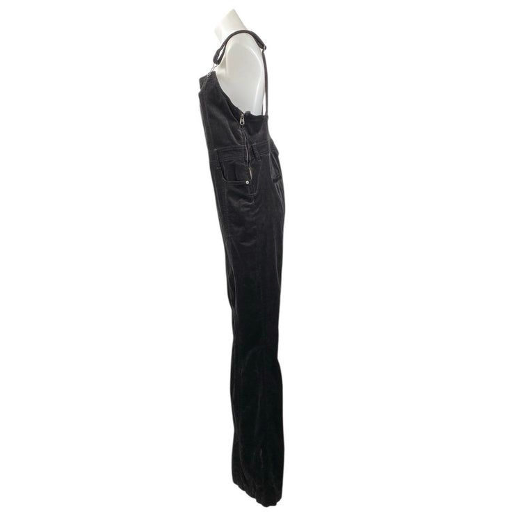 Pilcro and the Letterpress Black Velvet Velour Wide Leg Romper Jumpsuit Size 29