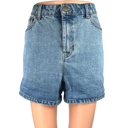 ASOS Women's Blue High Waisted Straight Leg Medium Wash Denim Jeans Shorts Sz 8