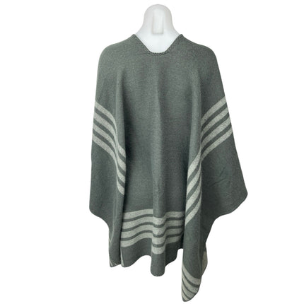 BB Dakota Gray Striped Knit Open Front Shawl Poncho Wrap Cardigan Sweater Sz OS