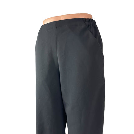 Harvey Faircloth Black High Rise Elastic Waist Straight Trousers Dress Pants M