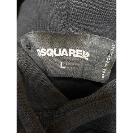 Dsquared2 Men's Black Graphic Long Sleeve Hooded Hoodie Sweater Sweatshirt Top L