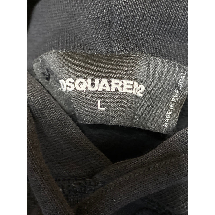Dsquared2 Men's Black Graphic Long Sleeve Hooded Hoodie Sweater Sweatshirt Top L