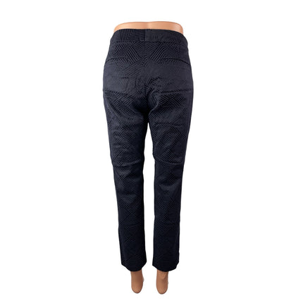 Banana Republic Women's Navy Blue Argyle Pattern Straight Trousers Pants Size 4