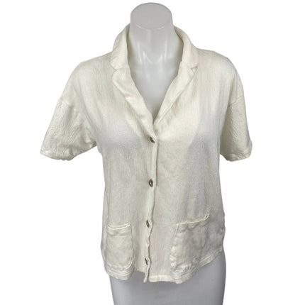 Madewell Women's White Short Sleeve Pocket Cotton Button Up Shirt Top Size XS