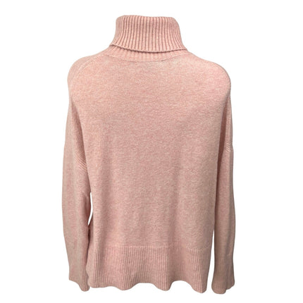 J.Crew Pink Wool Foldover Ribbed Knit Long Sleeve Pullover Sweater Top Size M