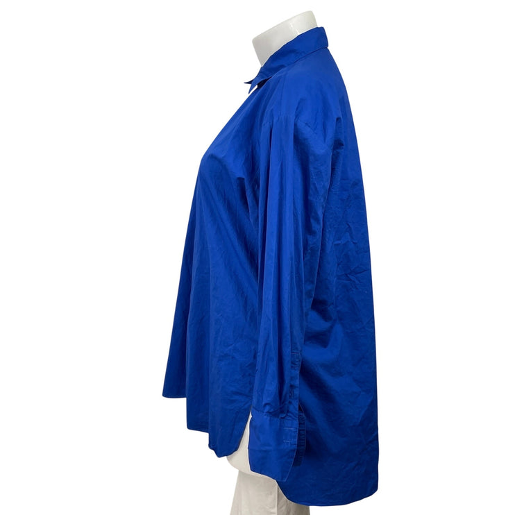 Witchery Women's Blue Long Sleeve Collared Hi Low Button Down Shirt Top Size 16