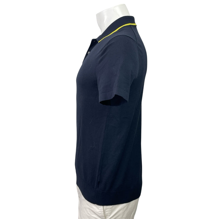 Theory Goris Navy Blue Collared Short Sleeve Performance Polo Shirt Top Size S