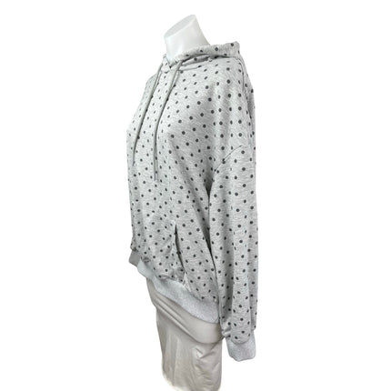 Cider Women's Gray Black Polka Dots Long Sleeve Hoodie Hooded Sweatshirt Top XL