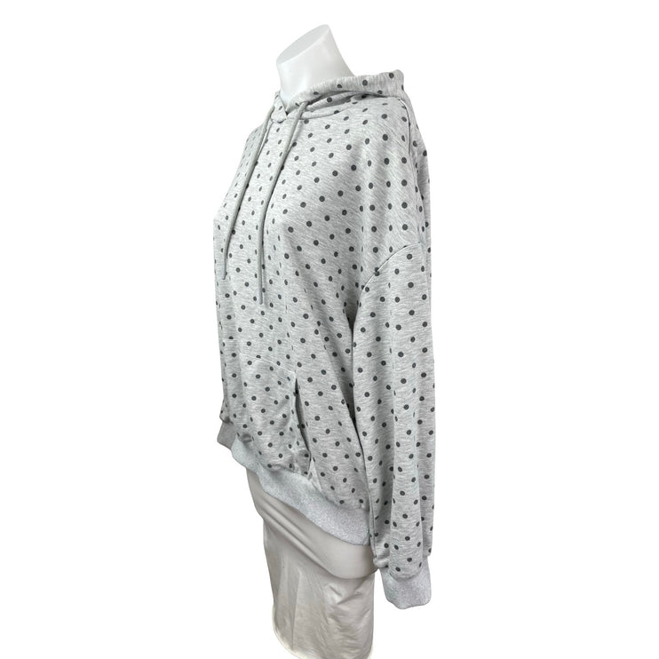 Cider Women's Gray Black Polka Dots Long Sleeve Hoodie Hooded Sweatshirt Top XL