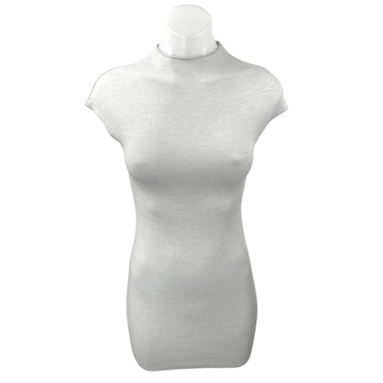Zara Gray Short Sleeve Mock Neck Knit Sculpt Sweater Mini Bodycon Dress Size S