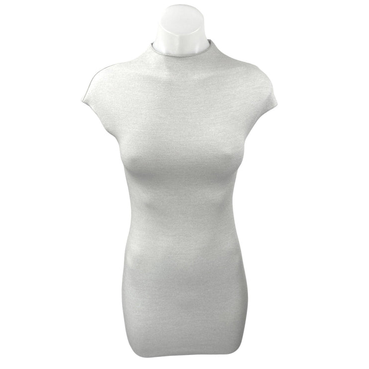 Zara Gray Short Sleeve Mock Neck Knit Sculpt Sweater Mini Bodycon Dress Size S