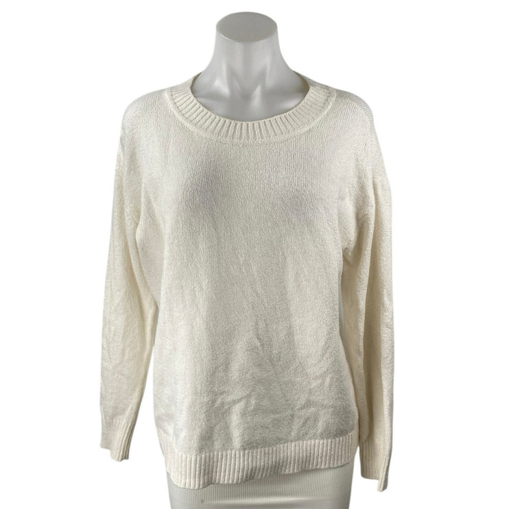 Ann Taylor LOFT Women's Cream Long Sleeve Crew Neck Sweatshirt Sweater Top XL