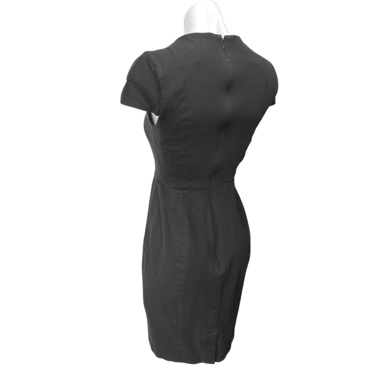 Banana Republic Black Square Neck Short Cap Sleeve Knee Length Sheath Dress 2