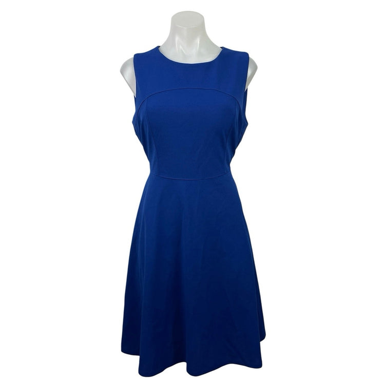 Tommy Hilfiger Blue Sleeveless Belted Round Neck Mini Fit & Flare Tank Dress 10