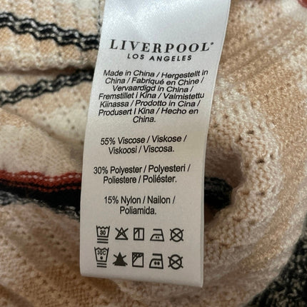 Liverpool Cream Long Sleeves Striped Textured Knit Pullover Sweater Top Size S