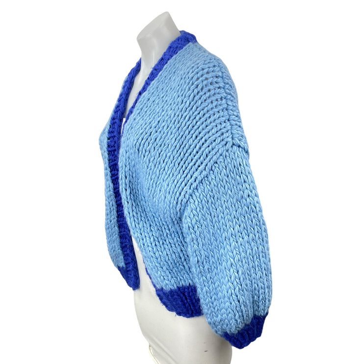Princess Polly Lester Womens Blue Crochet Long Sleeve Cardigan Sweater Top Sz XS