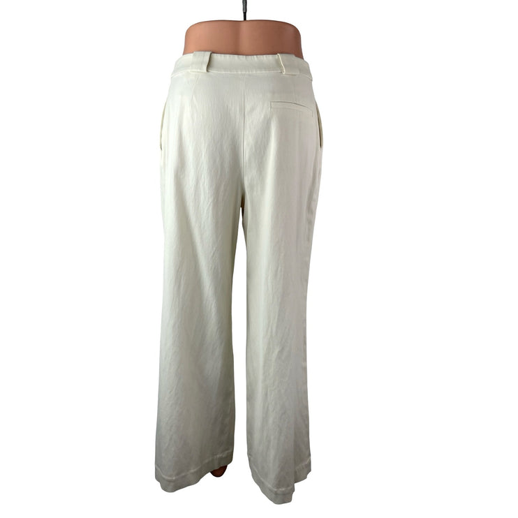 & Other Stories Women's White Pleated High Rise Wide Leg Trousers Pants Size 4